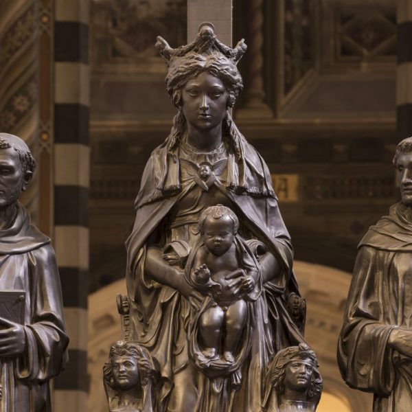 Altare maggiore, Donatello, Madonna con Bambino e i santi Francesco e Antonio (part.)
